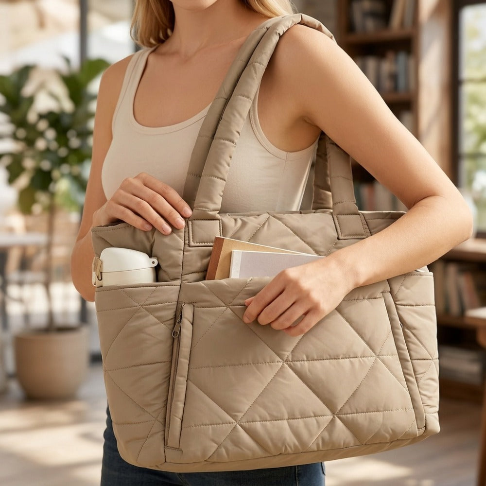 Tote Bag for Women – Quilted, Large Capacity, for Travel & Work – detail view 17