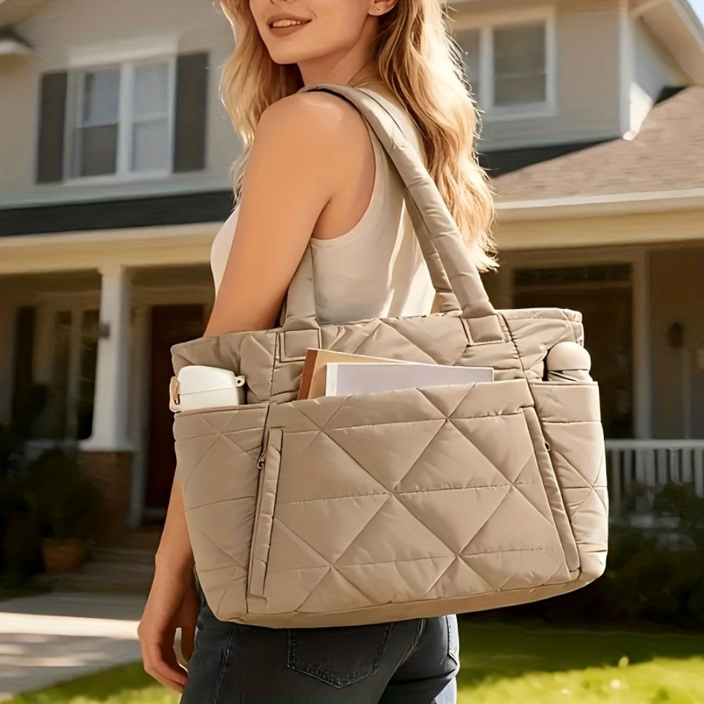 Tote Bag for Women – Quilted, Large Capacity, for Travel & Work – detail view 18