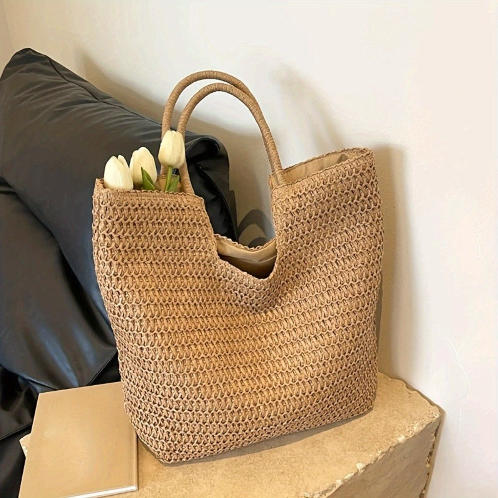 Tote Bag for Women – Straw, Large Capacity – front view