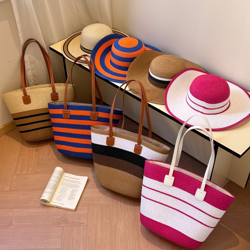 Tote Bag for Women – 6 Colors, Straw, Large Capacity, for Travel – detail view 17