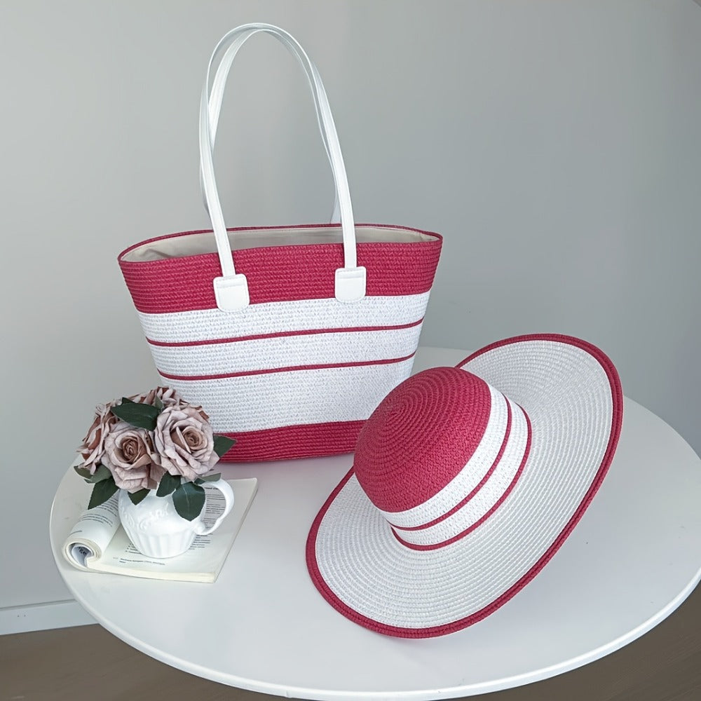 Tote Bag for Women – 6 Colors, Straw, Large Capacity, for Travel – detail view 7