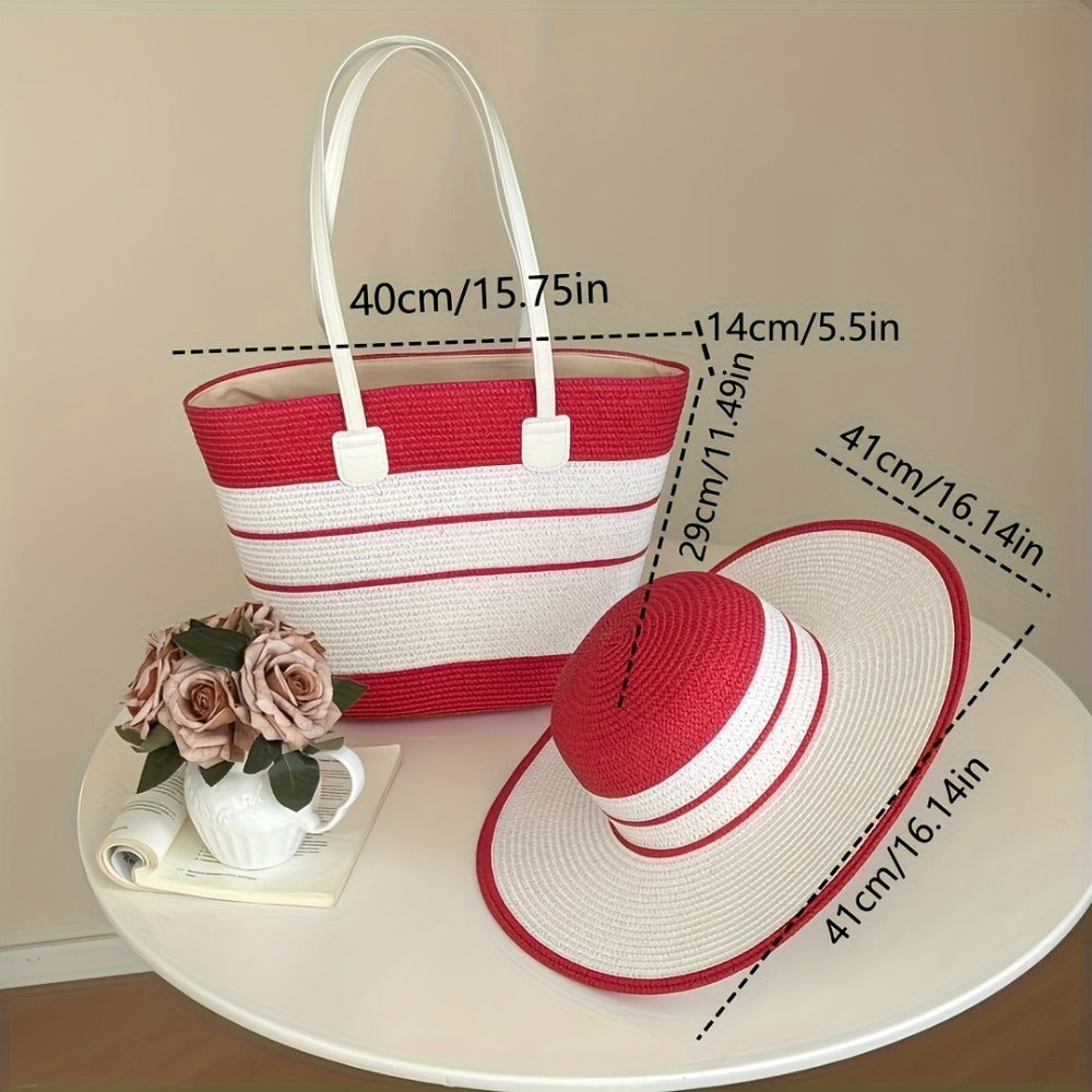 Tote Bag for Women – 6 Colors, Straw, Large Capacity, for Travel – front view