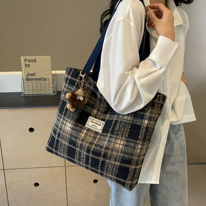 Tote Bag for Women – for Travel & Everyday Use, Checkered Medium Casual Campus Sweet – detail view 12