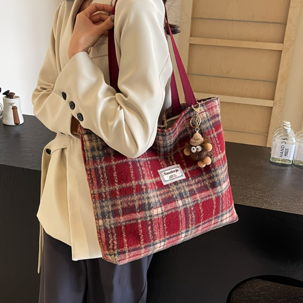 Tote Bag for Women – for Travel & Everyday Use, Checkered Medium Casual Campus Sweet – detail view 2