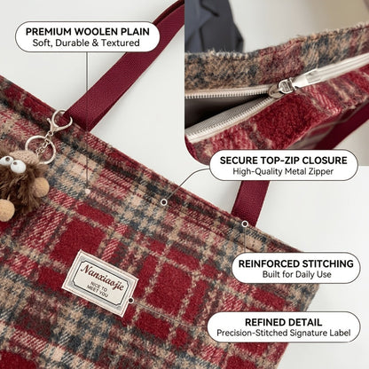 Tote Bag for Women – for Travel & Everyday Use, Checkered Medium Casual Campus Sweet – detail view 5