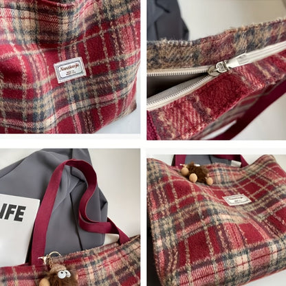 Tote Bag for Women – for Travel & Everyday Use, Checkered Medium Casual Campus Sweet – detail view 7