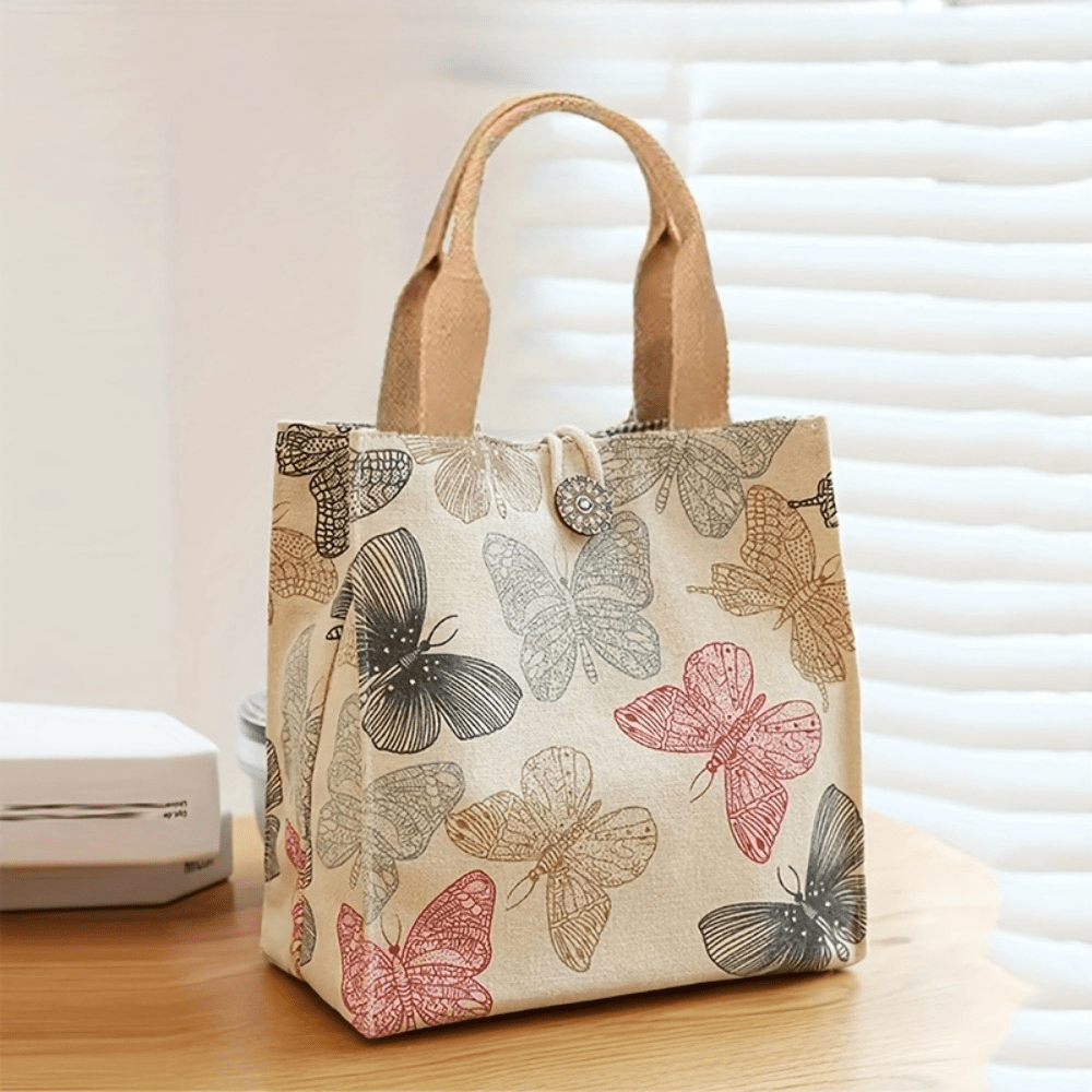 Tote Bag for Women – for Travel & Work, Butterfly Lunch Insulated Bento Aesthetic – front view - product view 12