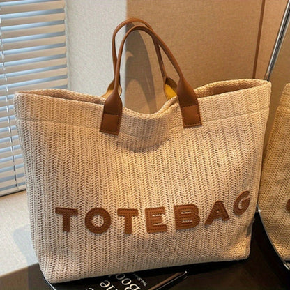 Tote Bag for Women – for Travel & Work, Woven Vacation Beach Mixed Color – detail view 8