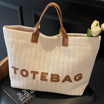Tote Bag for Women – for Travel & Work, Woven Vacation Beach Mixed Color – detail view 9