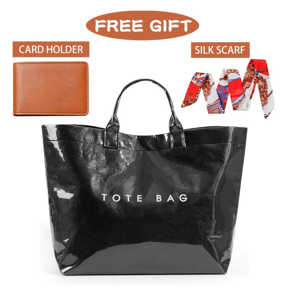 Tote Bag for Women – for Work, Large Plastic Stylish Letter Print – detail view 21