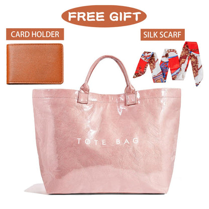 Tote Bag for Women – for Work, Large Plastic Stylish Letter Print – detail view 2