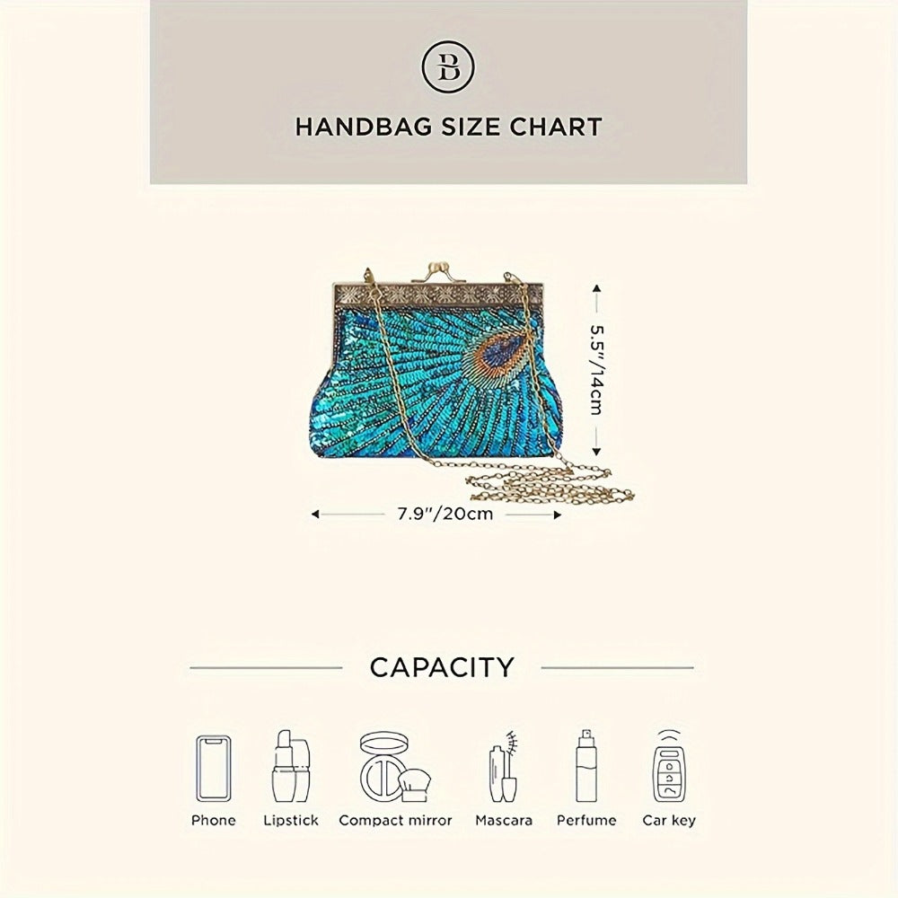 Women's Wallet – 1920s Flapper Peacock Clutch Vintage – detail view 2