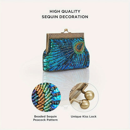 Women's Wallet – 1920s Flapper Peacock Clutch Vintage – detail view 6