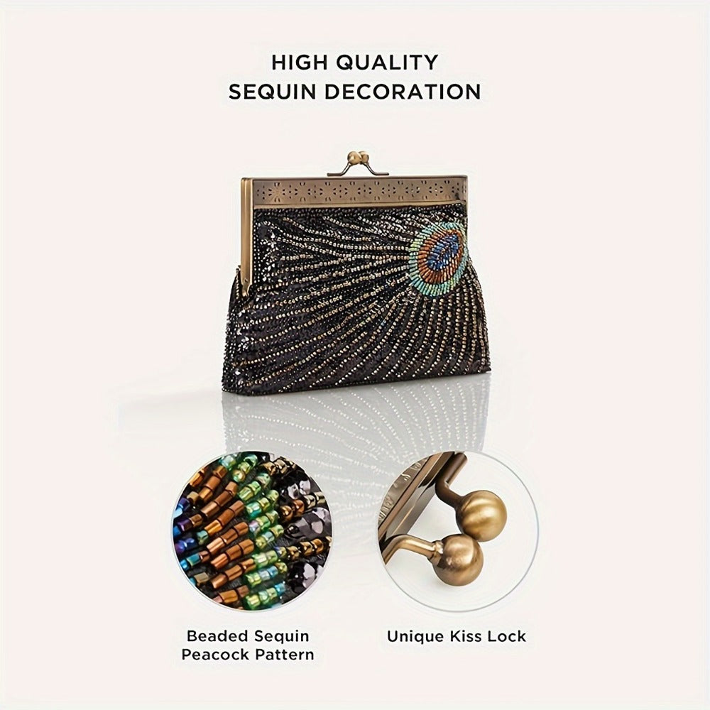 Women's Wallet – 1920s Flapper Peacock Clutch Vintage – detail view 9