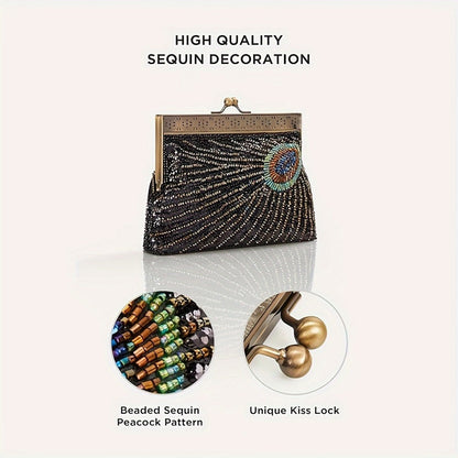 Women's Wallet – 1920s Flapper Peacock Clutch Vintage – detail view 9