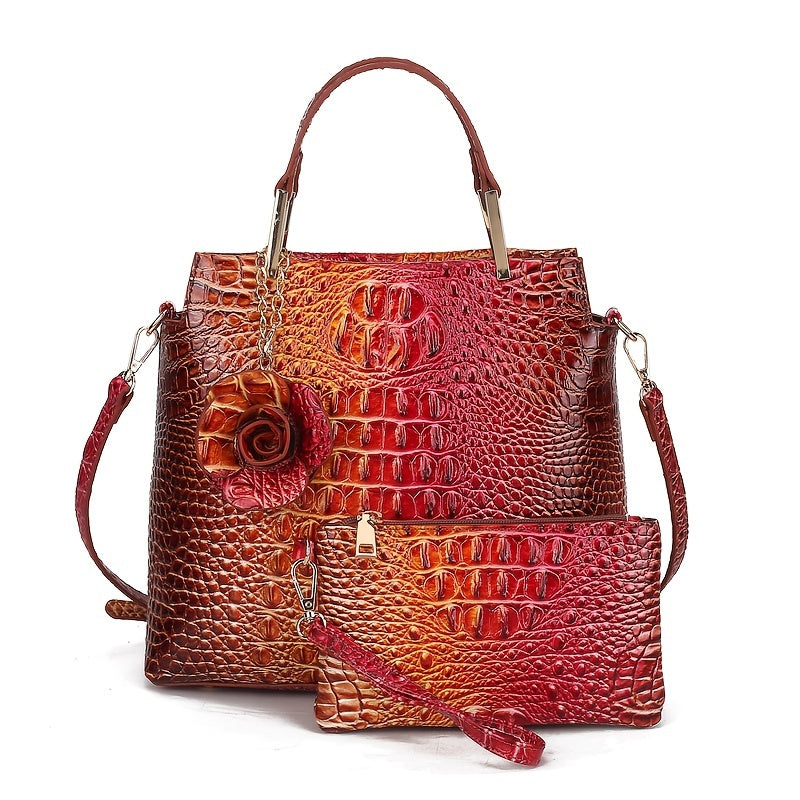 Women's Wallet – 2-Piece, Piece Crocodile Pattern Set Faux – detail view 23