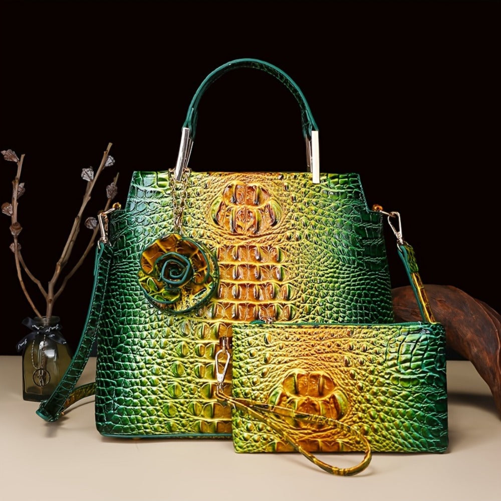 Women's Wallet – 2-Piece, Piece Crocodile Pattern Set Faux – detail view 9