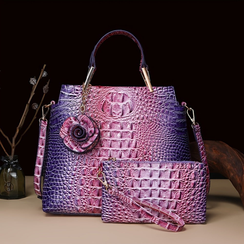 Women's Wallet – 2-Piece, Piece Crocodile Pattern Set Faux – detail view 11