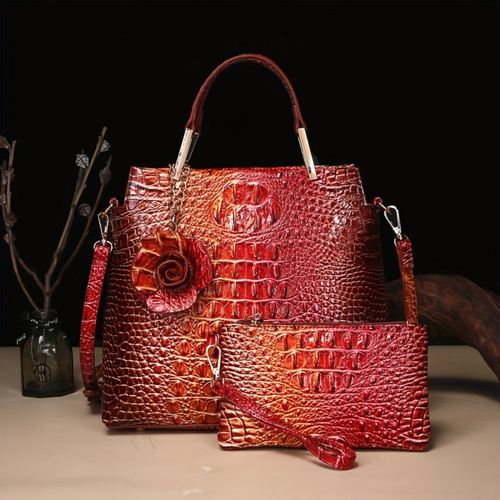 Women's Wallet – 2-Piece, Piece Crocodile Pattern Set Faux – detail view 17