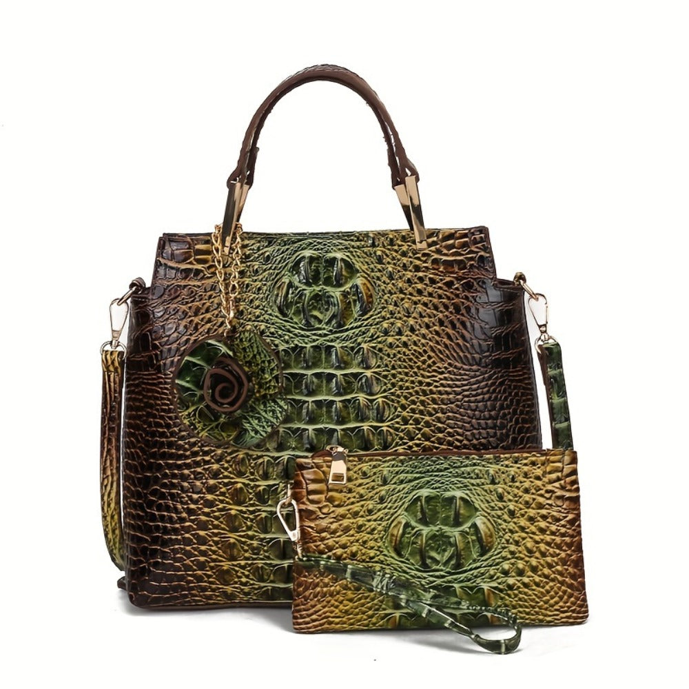 Women's Wallet – 2-Piece, Piece Crocodile Pattern Set Faux – detail view 2