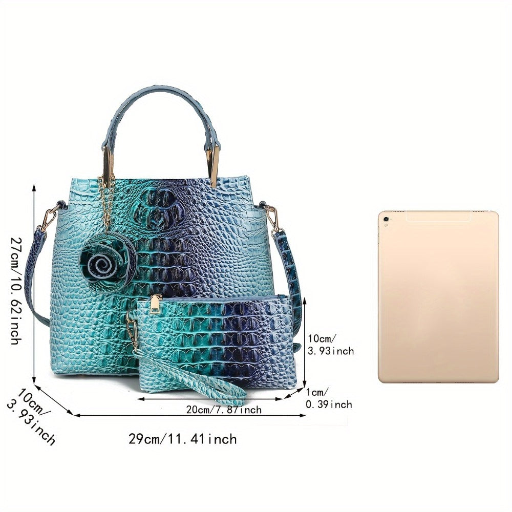 Women's Wallet – 2-Piece, Piece Crocodile Pattern Set Faux – detail view 3