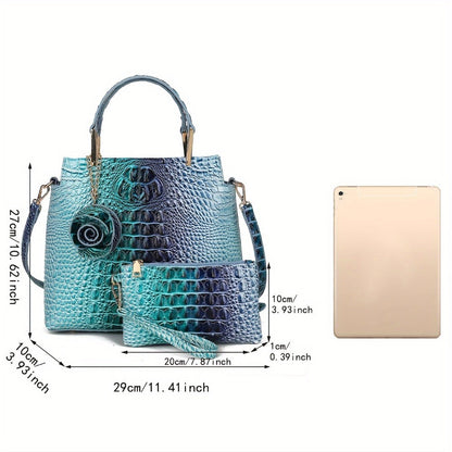 Women's Wallet – 2-Piece, Piece Crocodile Pattern Set Faux – detail view 3