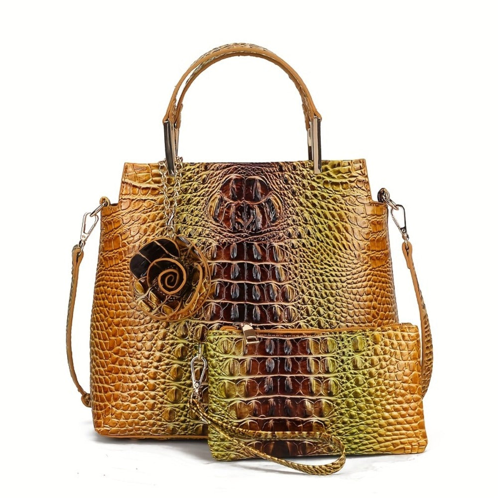 Women's Wallet – 2-Piece, Piece Crocodile Pattern Set Faux – detail view 8