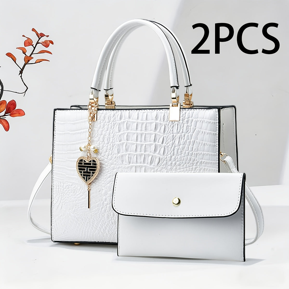 Women's Wallet – 2-Piece, Piece Crocodile Texture Matching Pouch – front view - product view 6