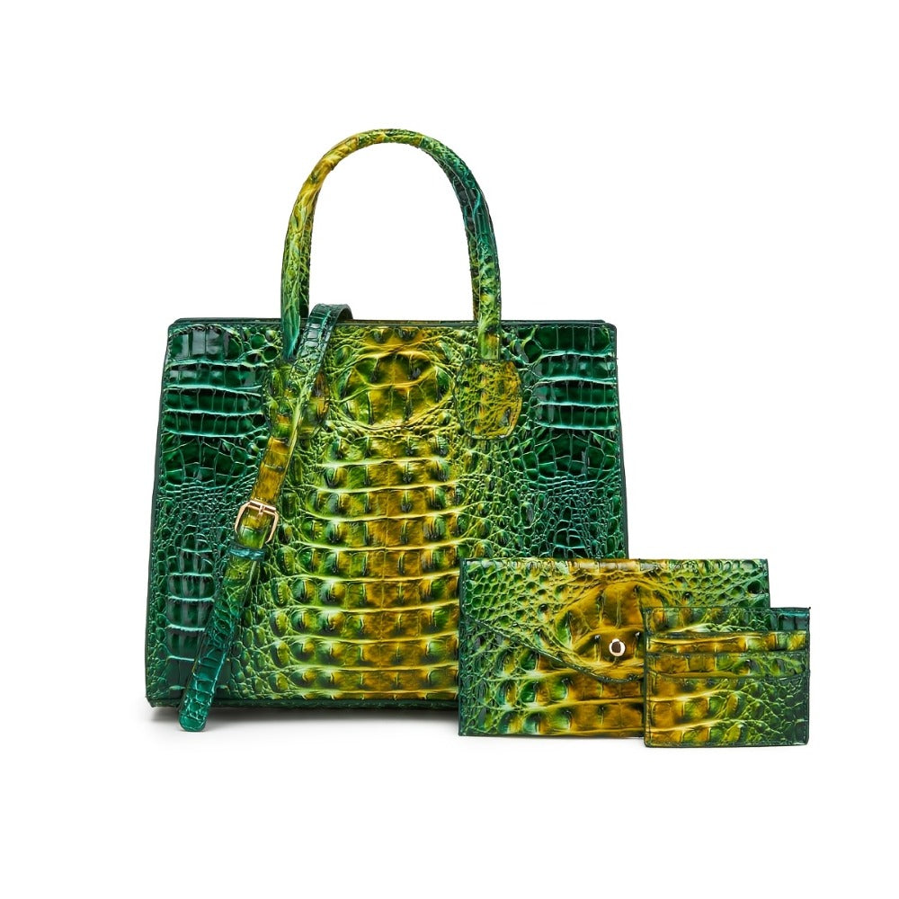 Women's Wallet – 3-Piece, Piece Crocodile Pattern Set Clutch – detail view 12