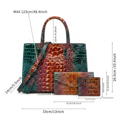 Women's Wallet – 3-Piece, Piece Crocodile Pattern Set Clutch – detail view 3