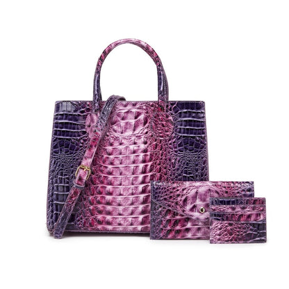 Women's Wallet – 3-Piece, Piece Crocodile Pattern Set Clutch – detail view 8