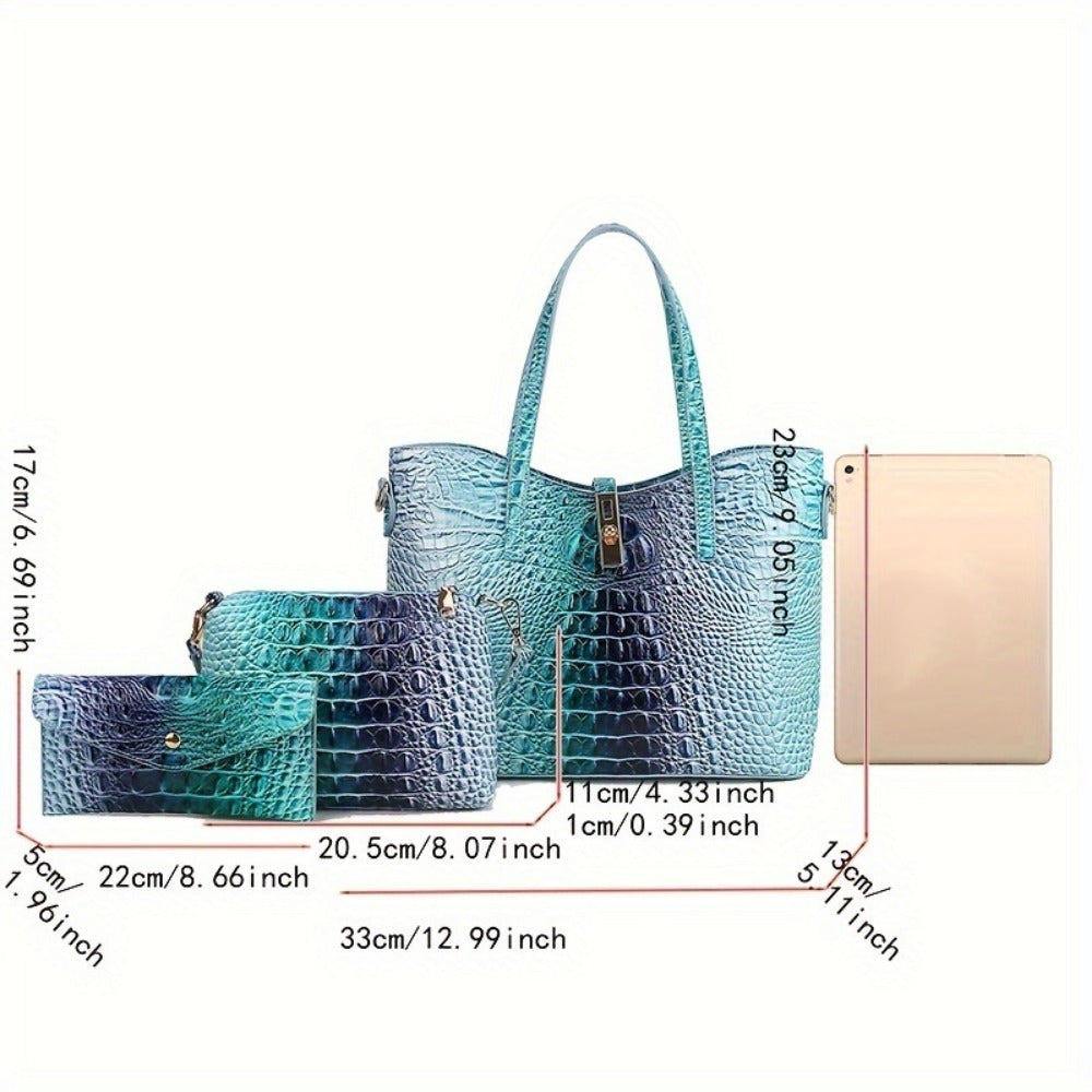 Women's Wallet – 3-Piece, Piece Faux Leather Set Crocodile – detail view 7