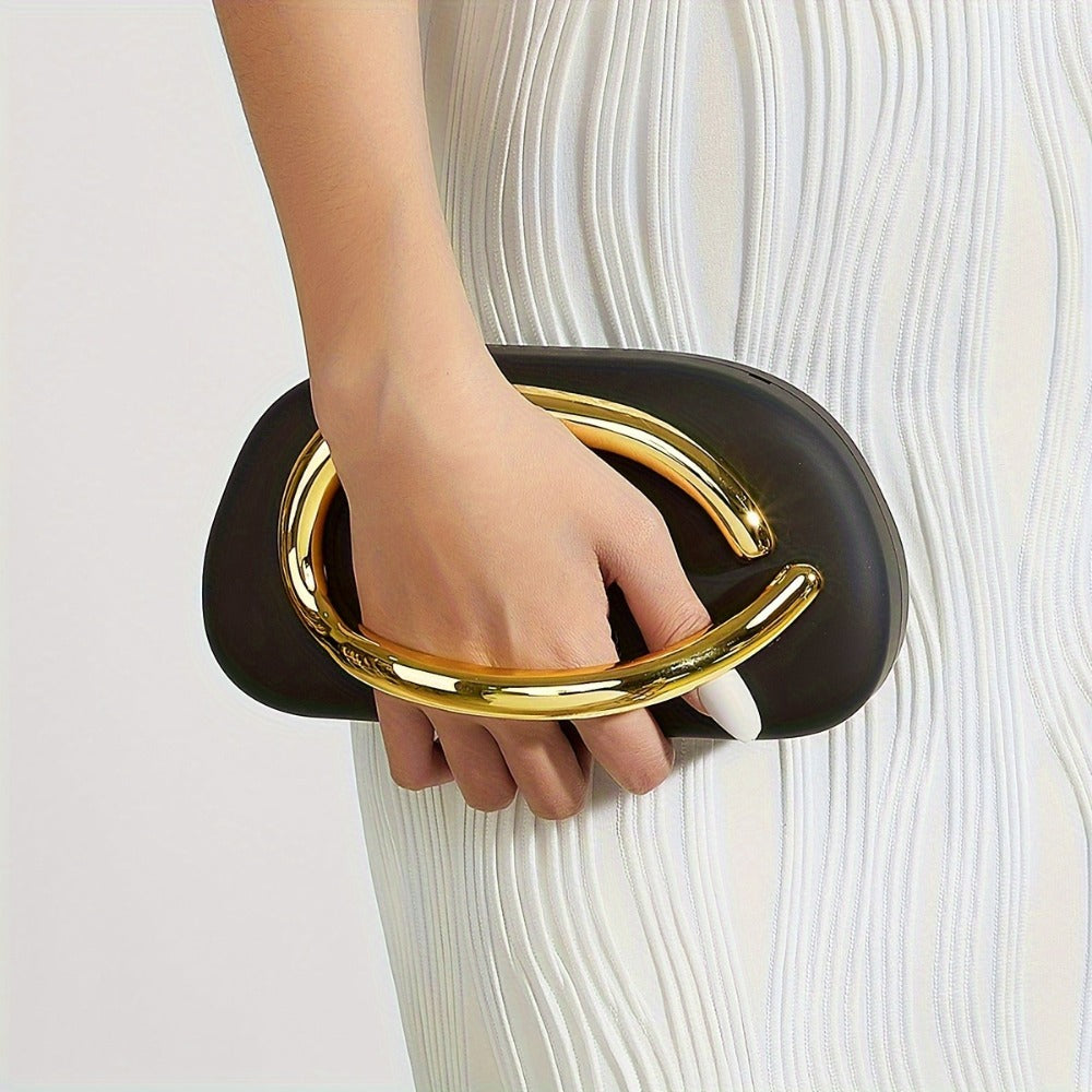 Women's Wallet – Acrylic Evening Clutch Golden Metal – detail view 15