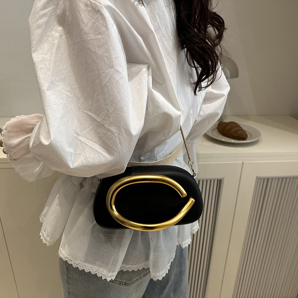 Women's Wallet – Acrylic Evening Clutch Golden Metal – detail view 17