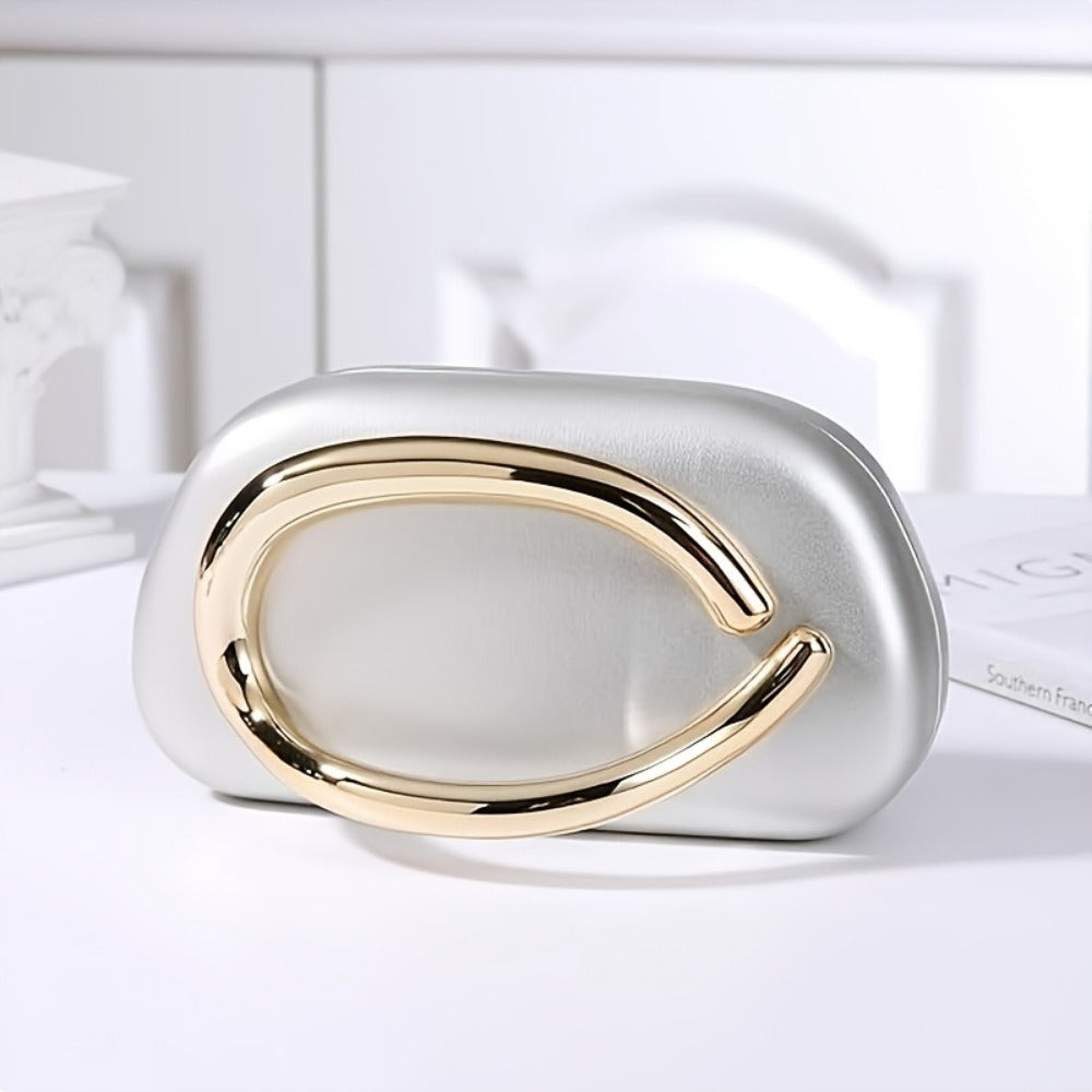 Women's Wallet – Acrylic Evening Clutch Golden Metal – detail view 6