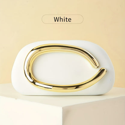 Women's Wallet – Acrylic Evening Clutch Golden Metal – front view