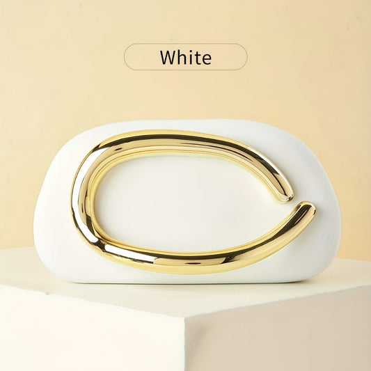 Women's Wallet – Acrylic Evening Clutch Golden Metal – front view
