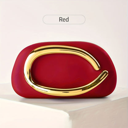 Women's Wallet – Acrylic Evening Clutch Golden Metal – front view - product view 39