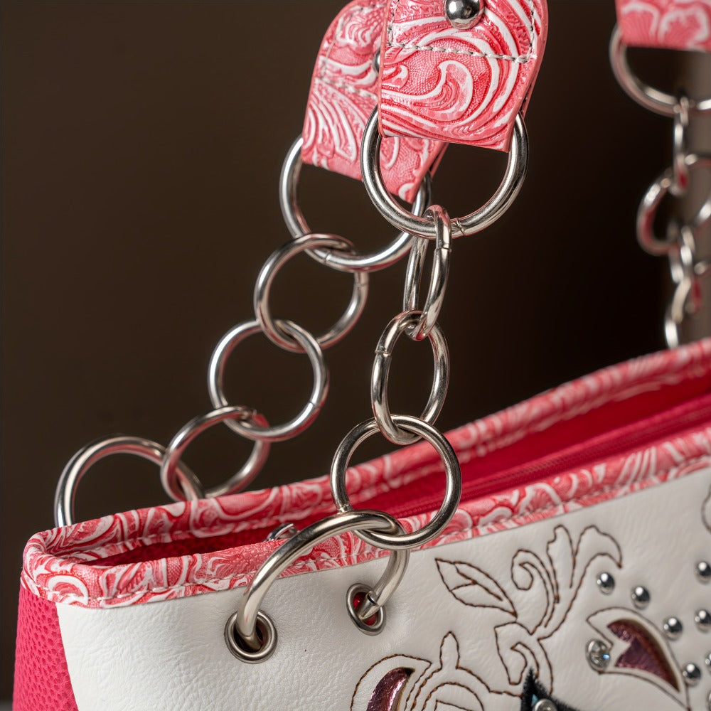 Women's Wallet – Adjustable Strap, Western Style Rhinestone Butterfly Flower – detail view 11