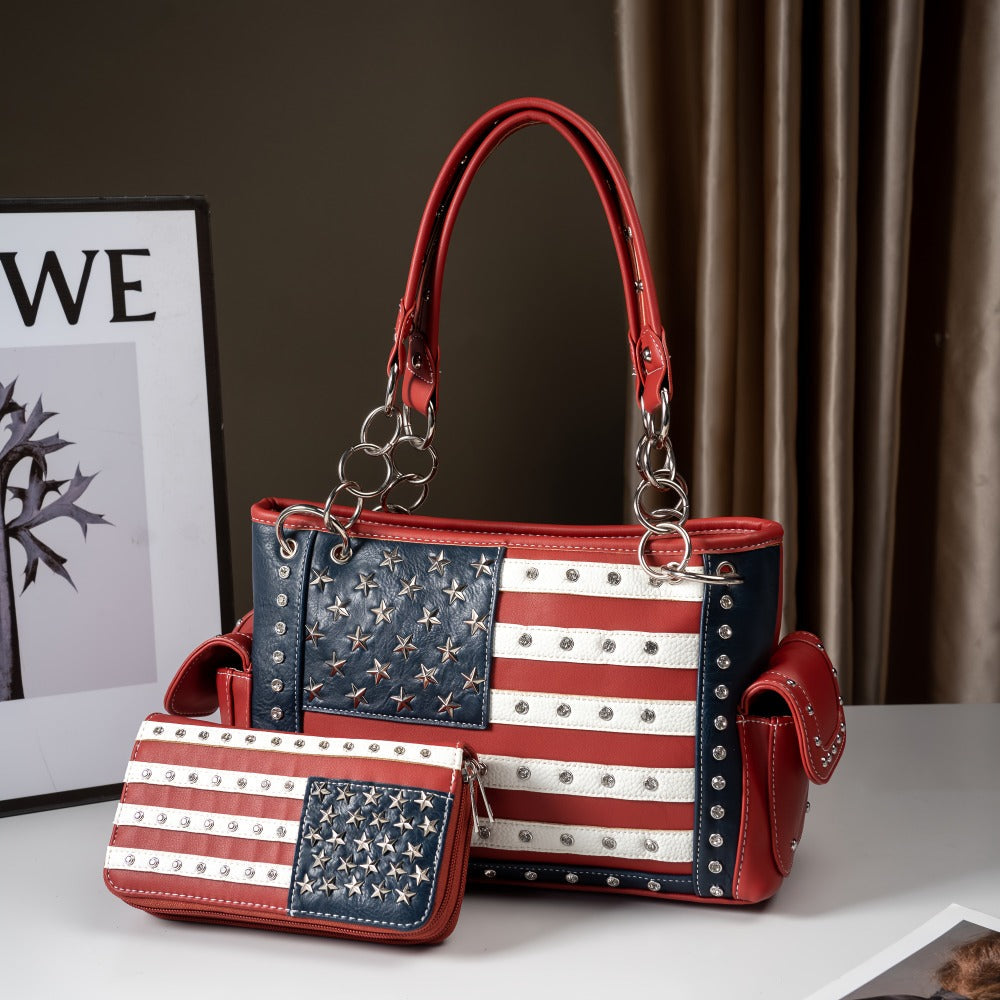 Women's Wallet – American Flag Set Patriotic Stars – alternate view