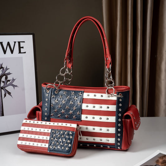 Women's Wallet – American Flag Set Patriotic Stars – alternate view
