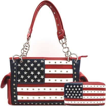 Women's Wallet – American Flag Set Patriotic Stars – front view