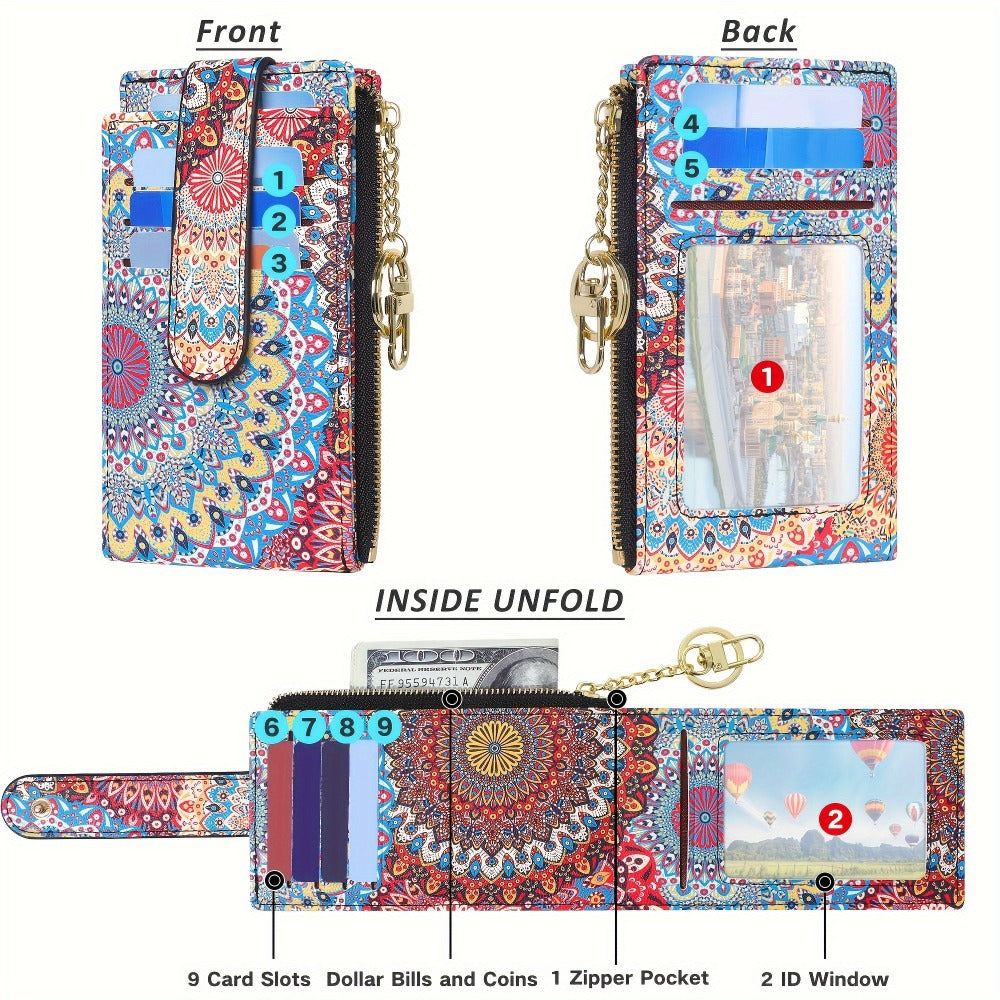 Women's Wallet – Foldable, Rfid Zipper Coin Colorful Mandala – detail view 5
