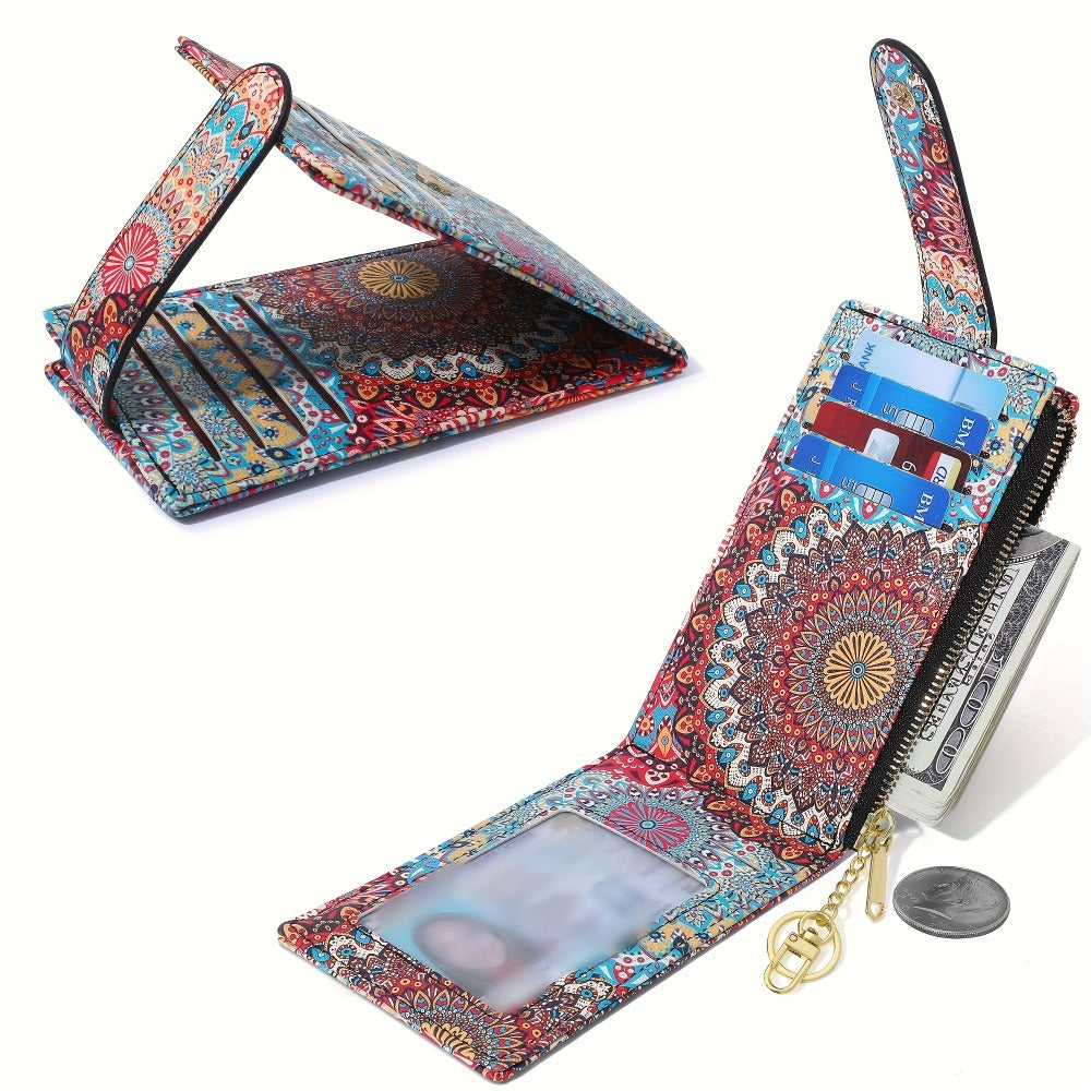 Women's Wallet – Foldable, Rfid Zipper Coin Colorful Mandala – detail view 11