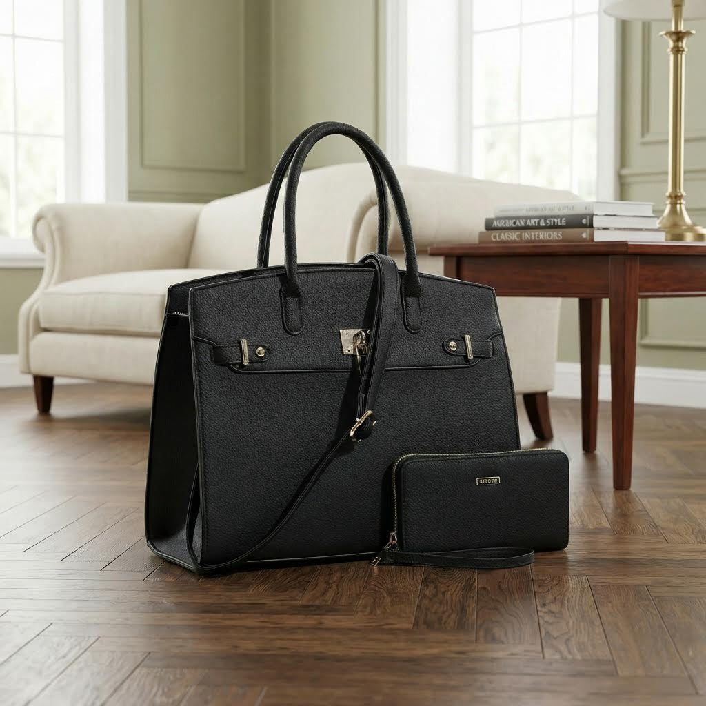 Women's Wallet – for Work & Everyday Use, Top Handle Set Matching Zipper – front view