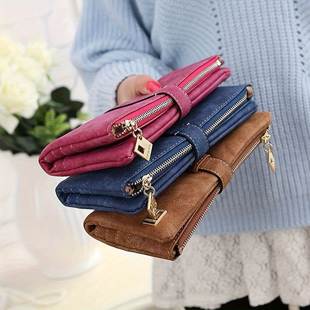Women's Wallet – Frosted Long Clutch Retro Buckle – alternate view