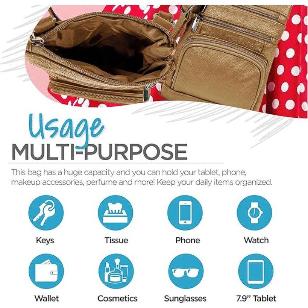 Women's Wallet – Genuine Leather, Multi Pocket, Adjustable Strap – detail view 38