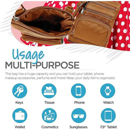 Women's Wallet – Genuine Leather, Multi Pocket, Adjustable Strap – detail view 49