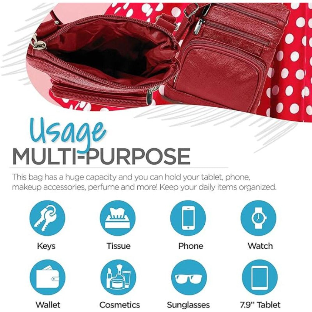 Women's Wallet – Genuine Leather, Multi Pocket, Adjustable Strap – detail view 62
