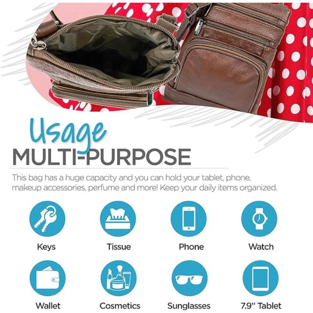 Women's Wallet – Genuine Leather, Multi Pocket, Adjustable Strap – detail view 70